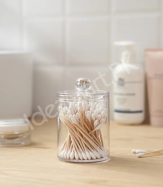 transparent-acrylic-organizer-jar-with-lid-for-cotton-swabs-pads-product-image