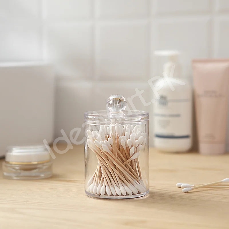 transparent-acrylic-organizer-jar-with-lid-for-cotton-swabs-pads-product-image