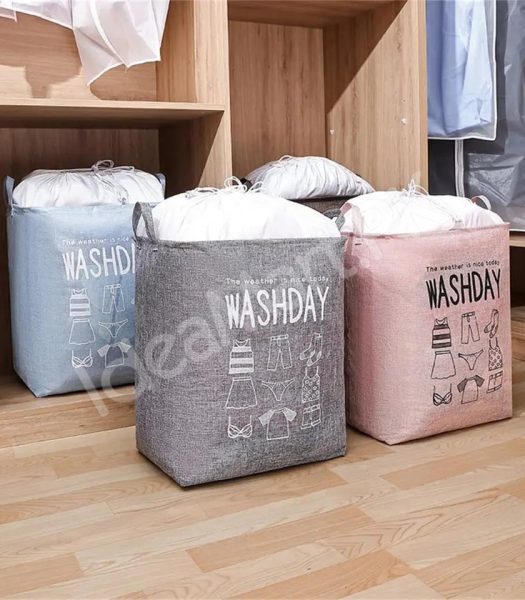 waterproof-collapsible-laundry-bin-with-handles-and-drawstring-top-for-home-and-bedroom-product-image