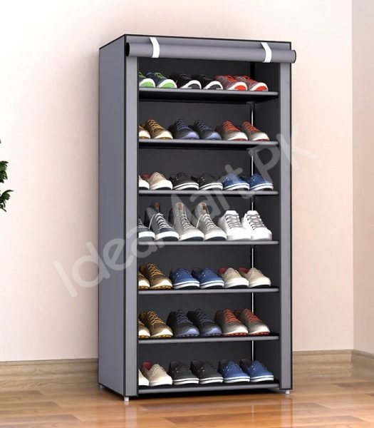 5-tier-portable-shoe-rack-organizer-with-roll-up-dustproof-fabric-cover-metal-frame-product-image
