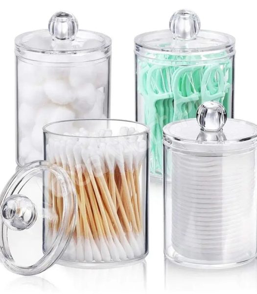 transparent-acrylic-organizer-jar-with-lid-for-cotton-swabs-pads-product-image