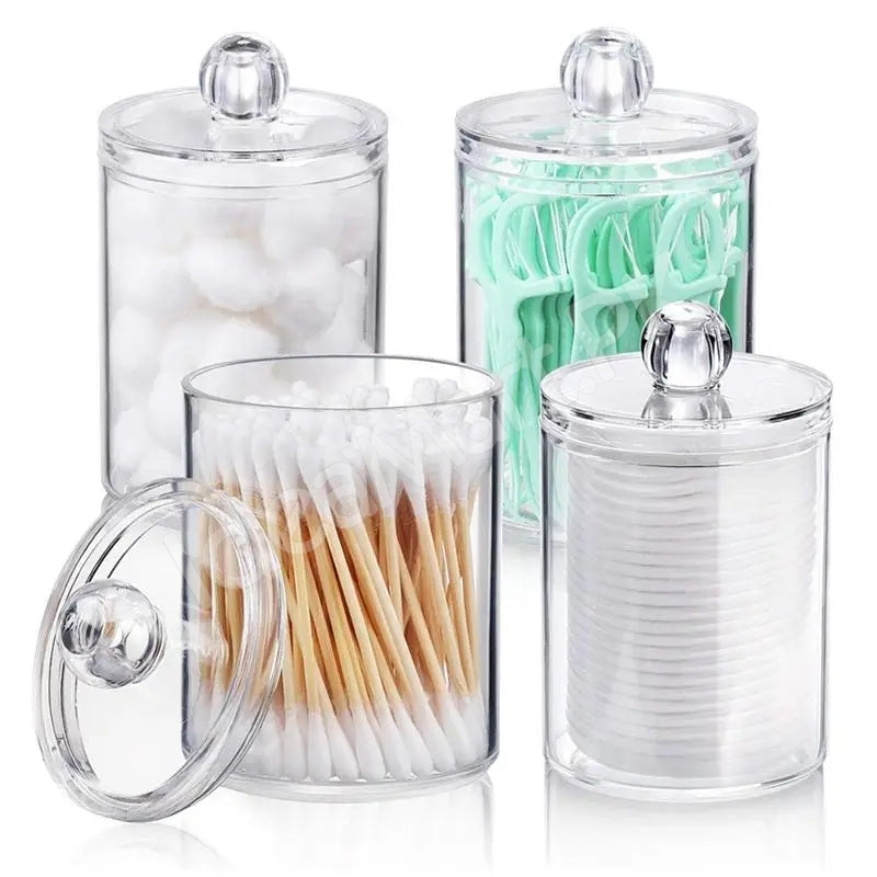 transparent-acrylic-organizer-jar-with-lid-for-cotton-swabs-pads-product-image