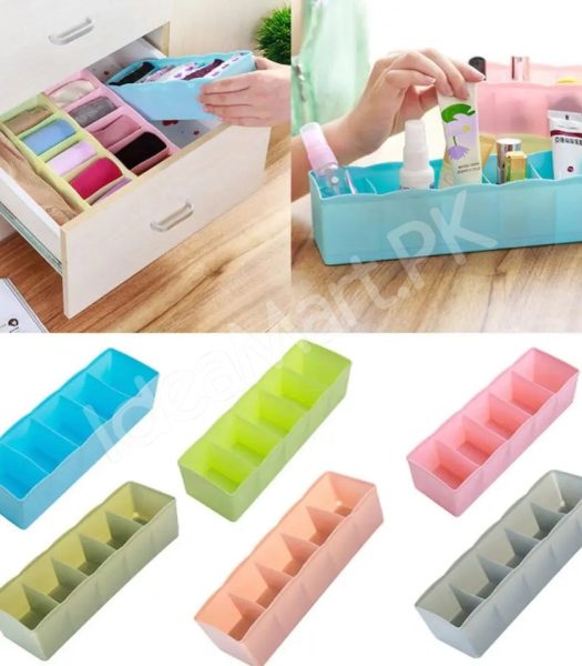 5-grid-plastic-stackable-drawer-organizer-basket-hollow-storage-bin-for-socks-clothes-product-image