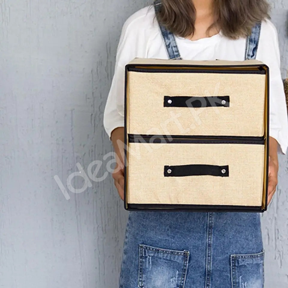 foldable-2-tier-fabric-storage-box-double-drawer-closet-organizer-product-image