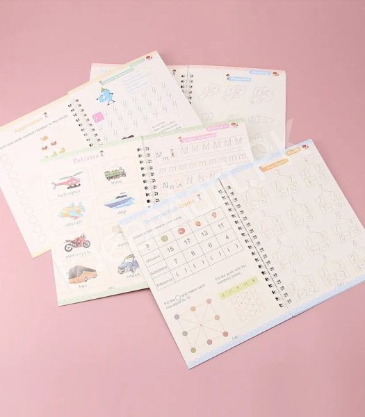 magic-reusable-montessori-copybook-set-4-pcs-with-pen-grip-aid-10-refills-product-image