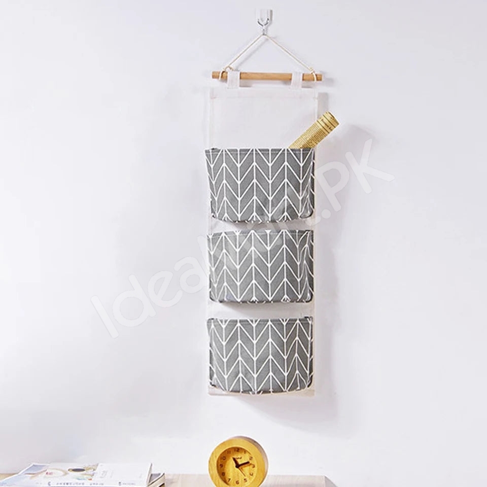 wall-hanging-fabric-storage-organizer-with-3-tier-pockets-and-wooden-rod-product-image