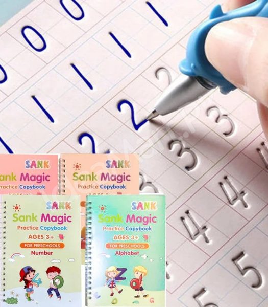 magic-reusable-montessori-copybook-set-4-pcs-with-pen-grip-aid-10-refills-product-image