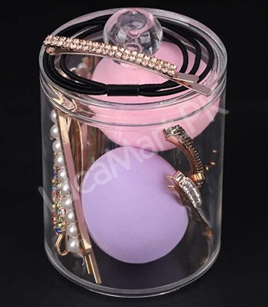 transparent-acrylic-organizer-jar-with-lid-for-cotton-swabs-pads-product-image