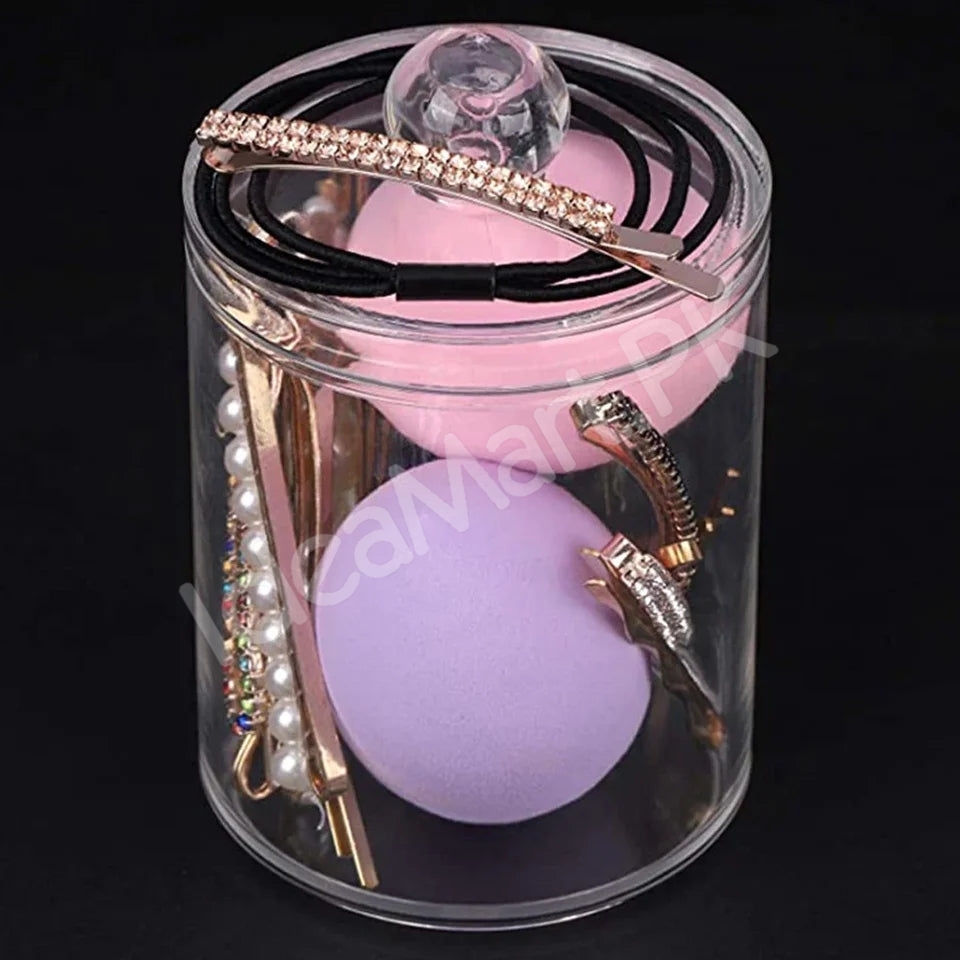 transparent-acrylic-organizer-jar-with-lid-for-cotton-swabs-pads-product-image
