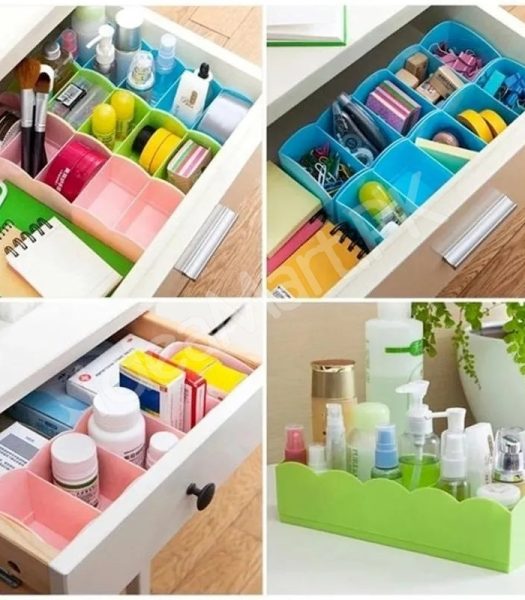 5-grid-plastic-stackable-drawer-organizer-basket-hollow-storage-bin-for-socks-clothes-product-image