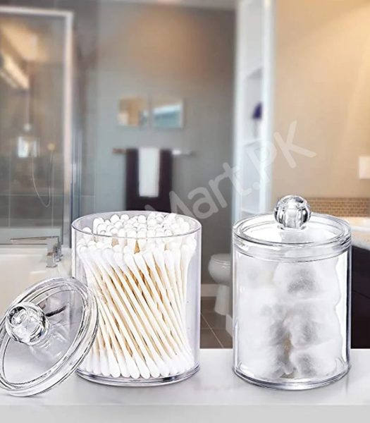 transparent-acrylic-organizer-jar-with-lid-for-cotton-swabs-pads-product-image