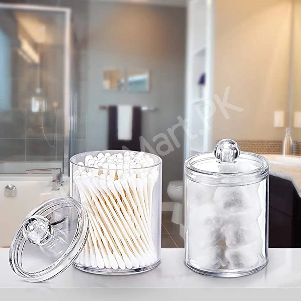 transparent-acrylic-organizer-jar-with-lid-for-cotton-swabs-pads-product-image
