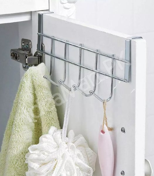 metal-punch-free-over-the-cabinet-door-hanger-with-5-hooks-for-kitchen-bathroom-product-image