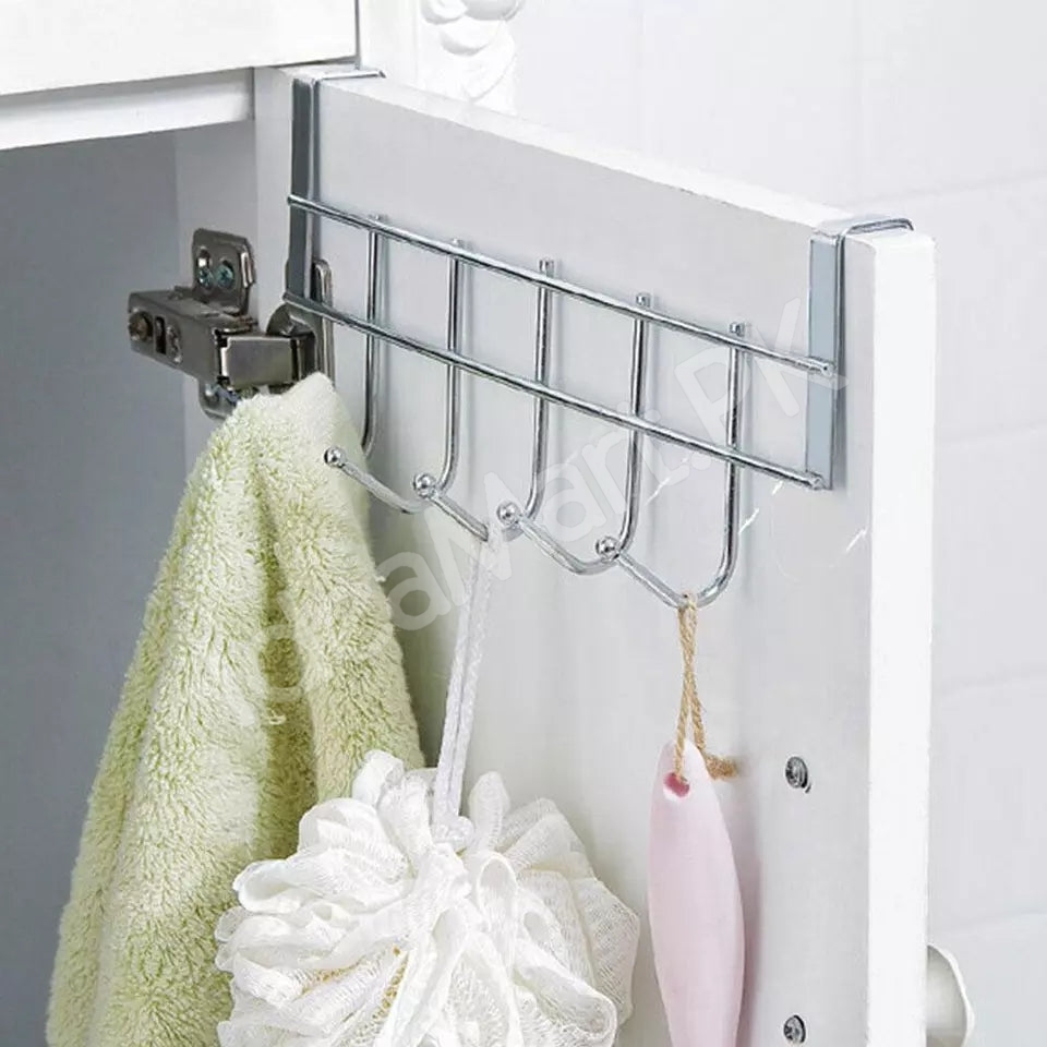 metal-punch-free-over-the-cabinet-door-hanger-with-5-hooks-for-kitchen-bathroom-product-image