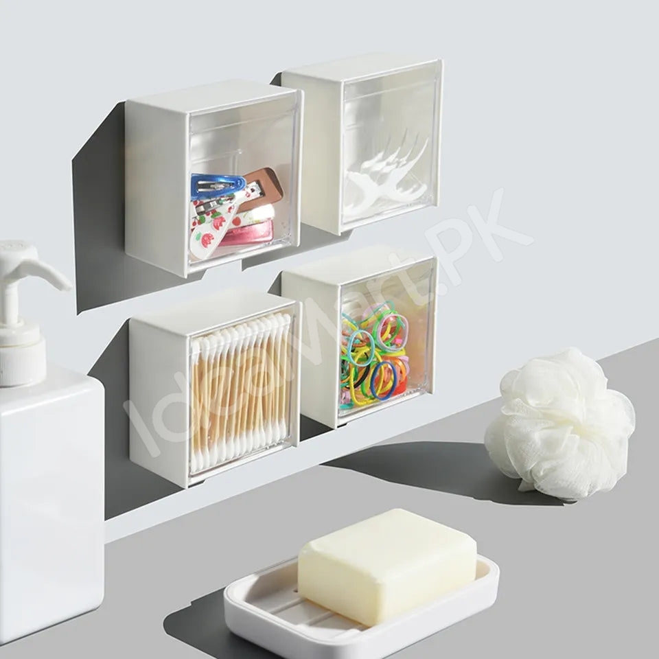 adhesive-wall-mounted-storage-box-with-transparent-flip-lid-cosmetic-organizer-for-small-items-product-image