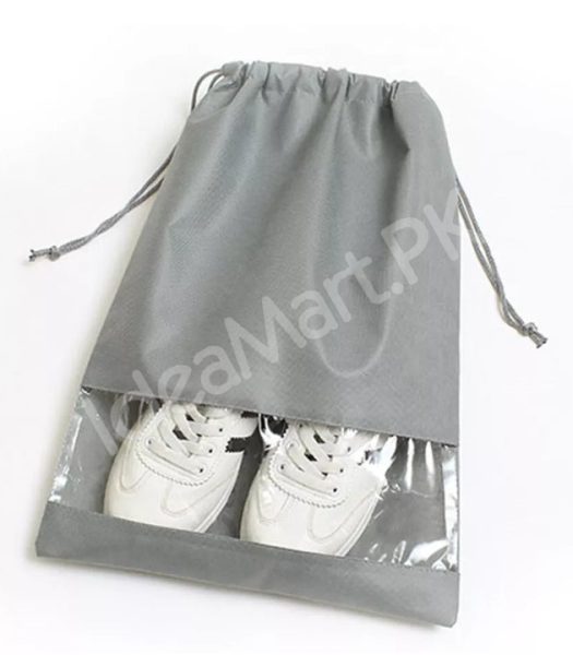 pack-of-2-non-woven-fabric-drawstring-travel-shoe-storage-bag-with-clear-window-product-image