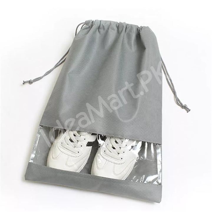 pack-of-2-non-woven-fabric-drawstring-travel-shoe-storage-bag-with-clear-window-product-image