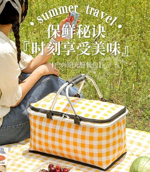 large-collapsible-insulated-cooler-basket-with-aluminum-handle-for-food-and-drinks-product-image