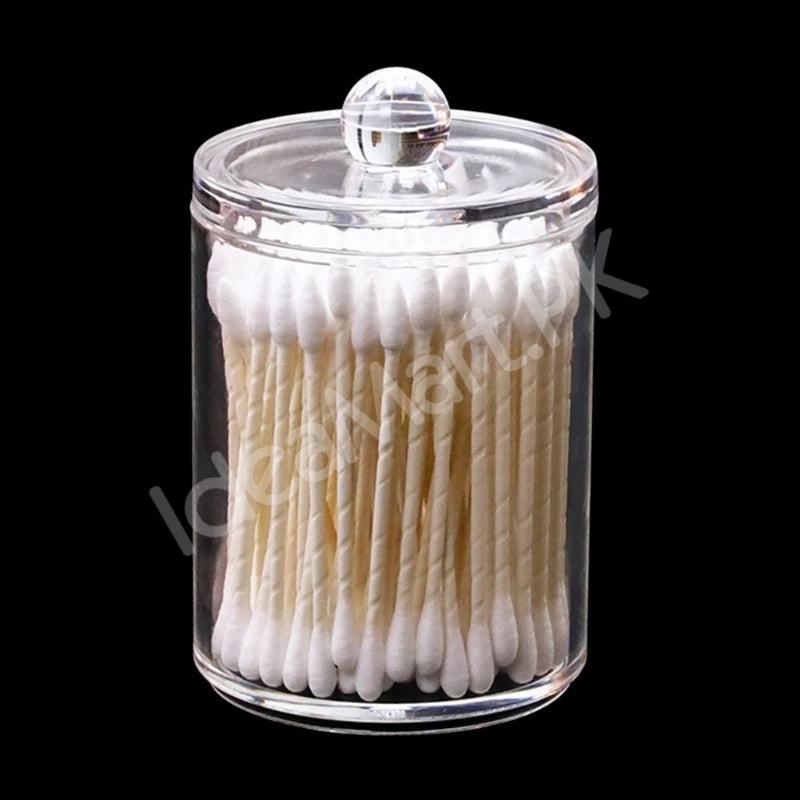 transparent-acrylic-organizer-jar-with-lid-for-cotton-swabs-pads-product-image