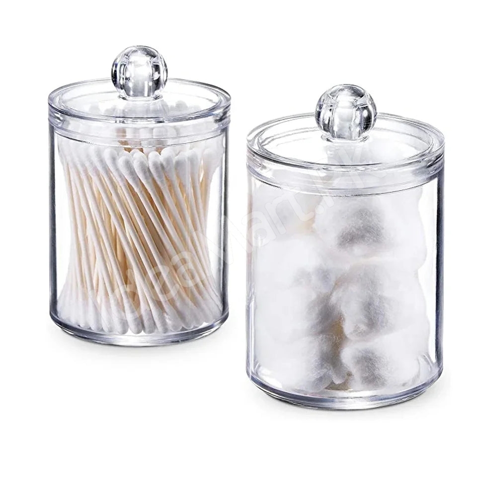 transparent-acrylic-organizer-jar-with-lid-for-cotton-swabs-pads-product-image