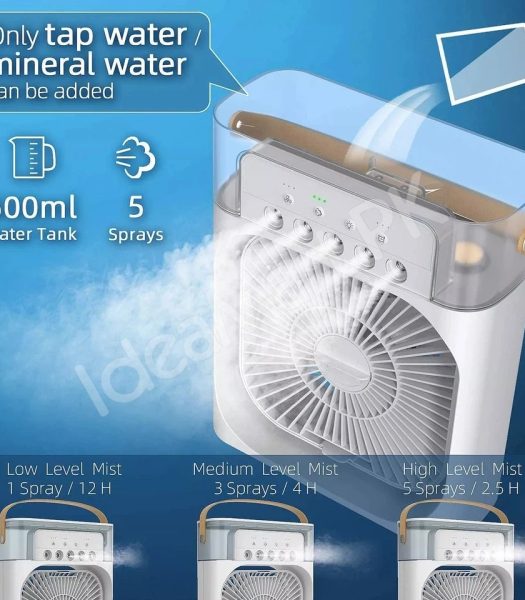 4-in-1-usb-air-cooler-fan-600ml-with-humidifier-night-light-5-mist-levels-product-image