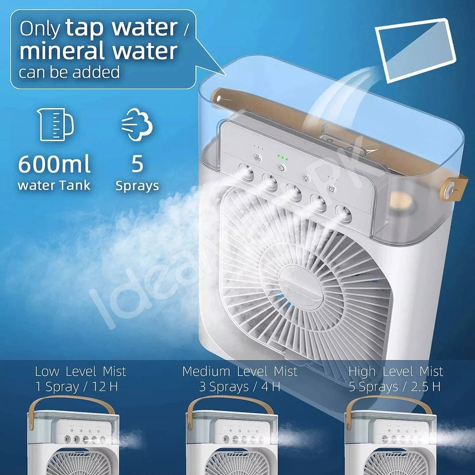 4-in-1-usb-air-cooler-fan-600ml-with-humidifier-night-light-5-mist-levels-product-image