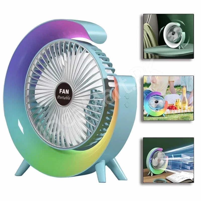 g-shaped-electric-desk-fan-with-7-color-led-light-180-rotation-usb-rechargeable-product-image