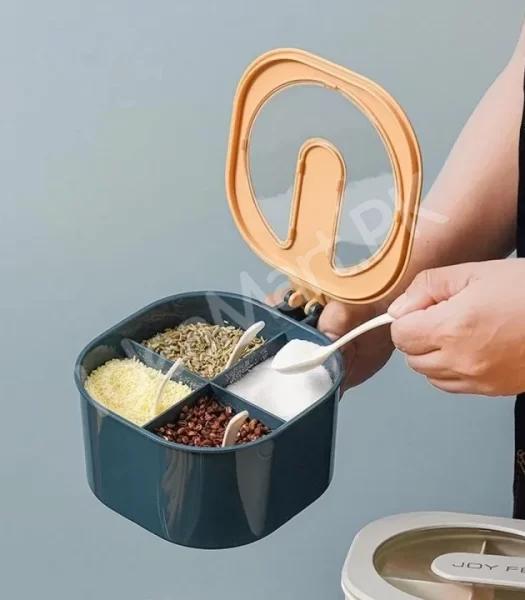 4-in-1-partitioned-spice-storage-box-with-clear-lid-free-spoon-multi-section-seasoning-organizer-product-image
