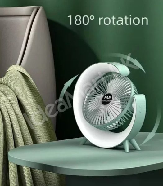 g-shaped-electric-desk-fan-with-7-color-led-light-180-rotation-usb-rechargeable-product-image