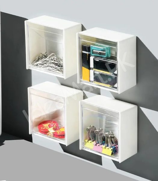 adhesive-wall-mounted-storage-box-with-transparent-flip-lid-cosmetic-organizer-for-small-items-product-image