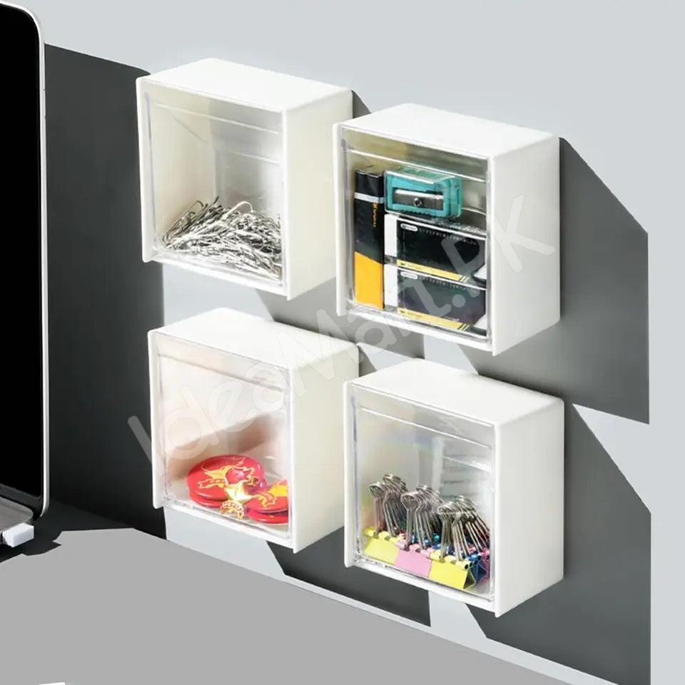 adhesive-wall-mounted-storage-box-with-transparent-flip-lid-cosmetic-organizer-for-small-items-product-image