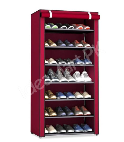 5-tier-portable-shoe-rack-organizer-with-roll-up-dustproof-fabric-cover-metal-frame-product-image