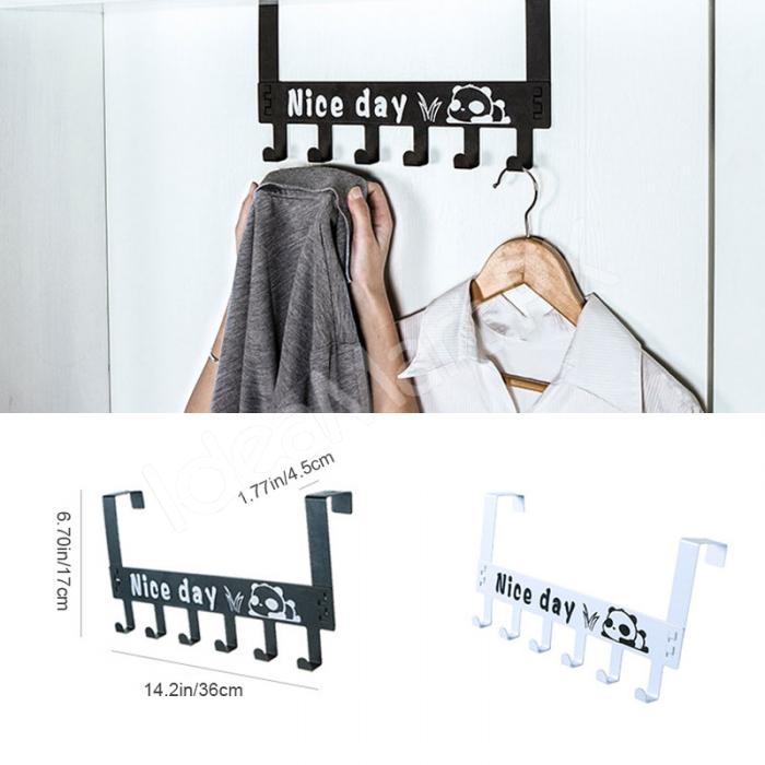 punch-free-over-the-door-metal-hook-rack-with-6-hooks-for-clothes-and-accessories-product-image