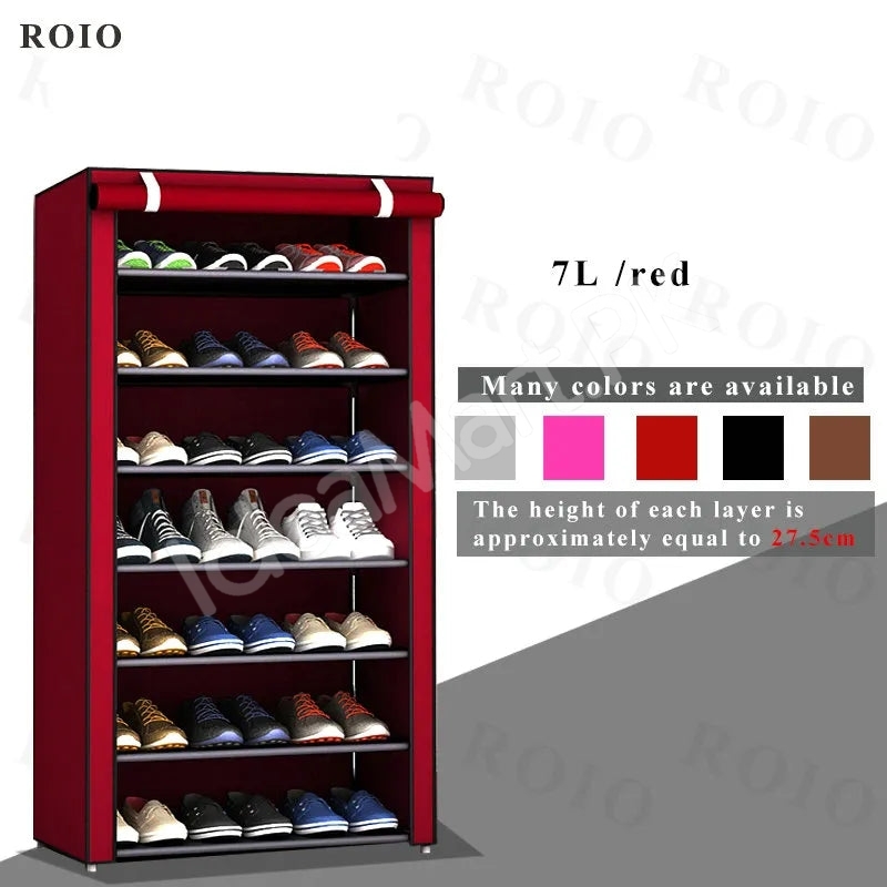 5-tier-portable-shoe-rack-organizer-with-roll-up-dustproof-fabric-cover-metal-frame-product-image