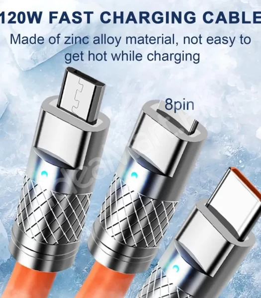 mobile-phone-charger-line-fast-charging-3-in-1-cable-soft-tpe-car-charger-for-ios-android-phones-type-c-micro-interface-120w-product-image