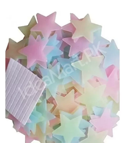 pack-of-100-3d-stars-glow-in-the-dark-wall-stickers-luminous-fluorescent-wall-stickers-for-kids-baby-room-bedroom-ceiling-home-product-image