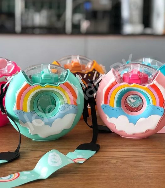 donut-shaped-380ml-plastic-water-bottle-with-adjustable-carrying-strap-spout-product-image