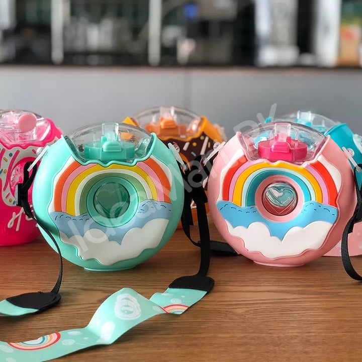 donut-shaped-380ml-plastic-water-bottle-with-adjustable-carrying-strap-spout-product-image