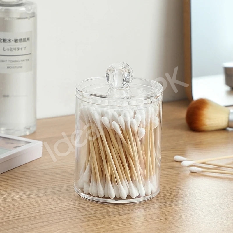 transparent-acrylic-organizer-jar-with-lid-for-cotton-swabs-pads-product-image