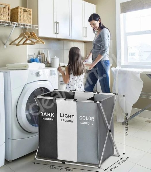 2-3-grid-foldable-separated-laundry-organizer-with-aluminum-frame-for-bedroom-and-dorm-product-image