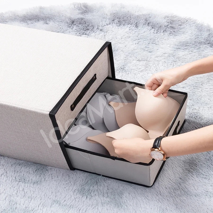 foldable-2-tier-fabric-storage-box-double-drawer-closet-organizer-product-image