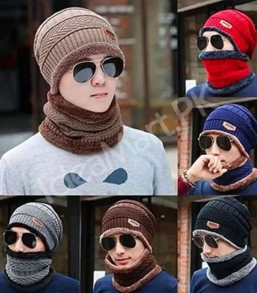 winter-cap-for-men-women-warm-knitted-beanie-hat-with-scarf-winter-ski-mask-premium-quality-product-image
