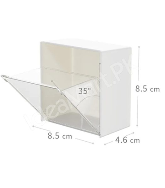 adhesive-wall-mounted-storage-box-with-transparent-flip-lid-cosmetic-organizer-for-small-items-product-image