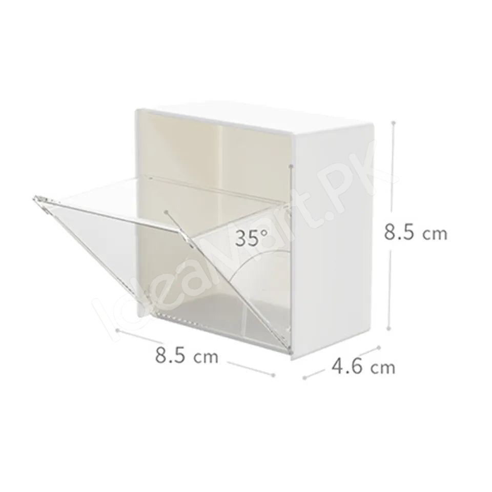 adhesive-wall-mounted-storage-box-with-transparent-flip-lid-cosmetic-organizer-for-small-items-product-image