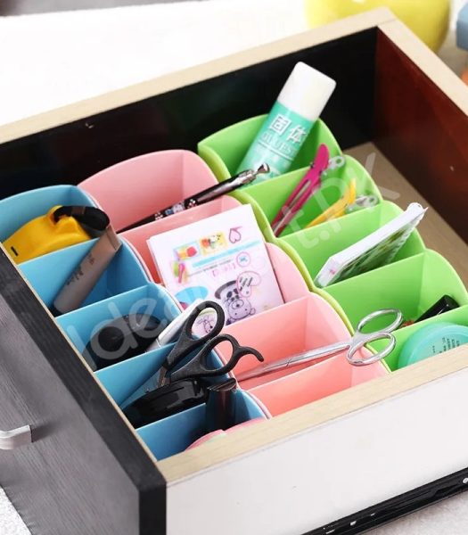 5-grid-plastic-stackable-drawer-organizer-basket-hollow-storage-bin-for-socks-clothes-product-image