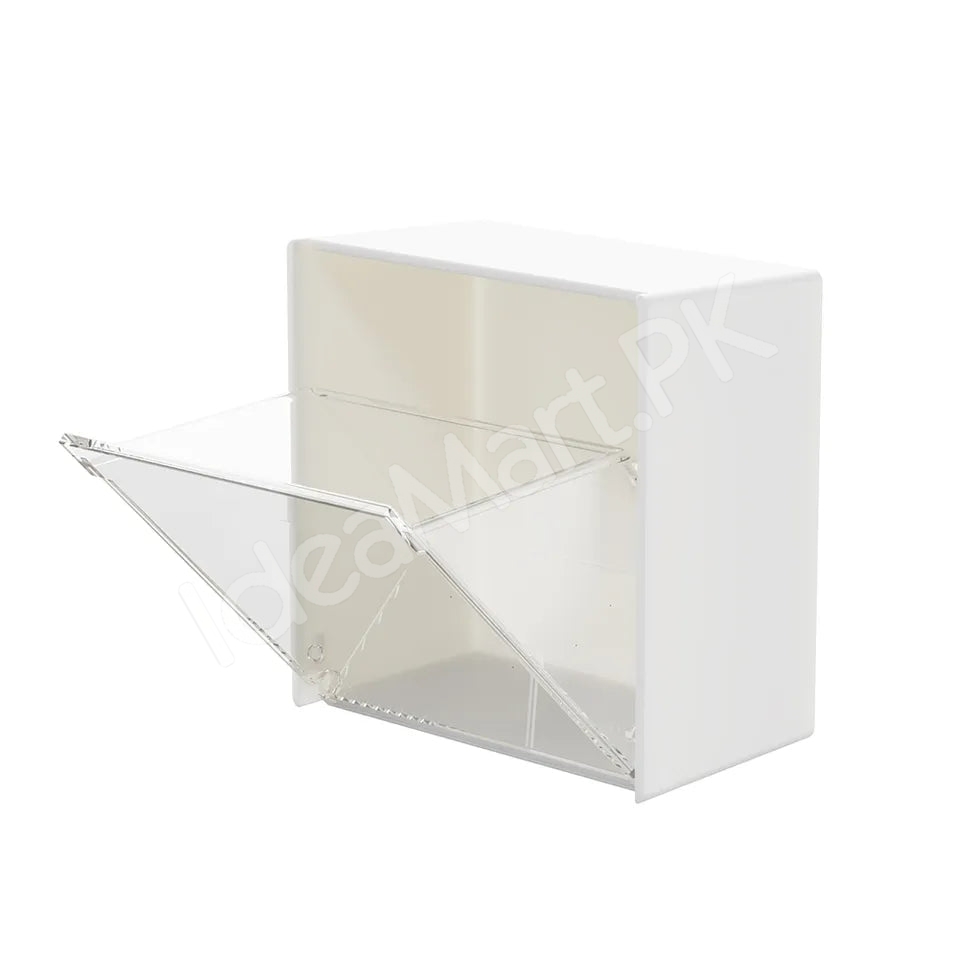 adhesive-wall-mounted-storage-box-with-transparent-flip-lid-cosmetic-organizer-for-small-items-product-image