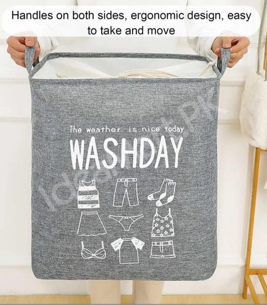 waterproof-collapsible-laundry-bin-with-handles-and-drawstring-top-for-home-and-bedroom-product-image