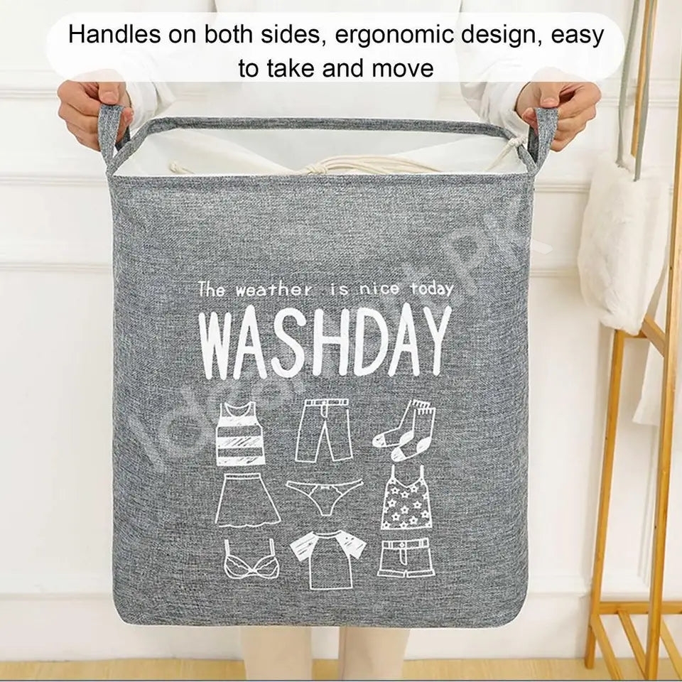 waterproof-collapsible-laundry-bin-with-handles-and-drawstring-top-for-home-and-bedroom-product-image