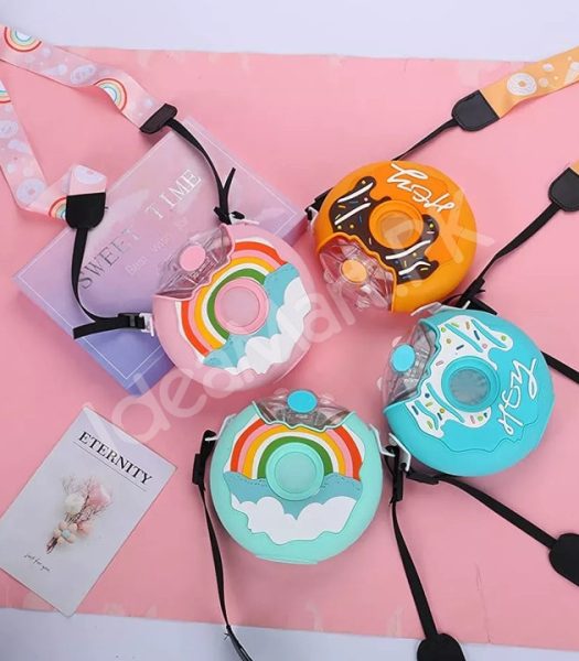 donut-shaped-380ml-plastic-water-bottle-with-adjustable-carrying-strap-spout-product-image