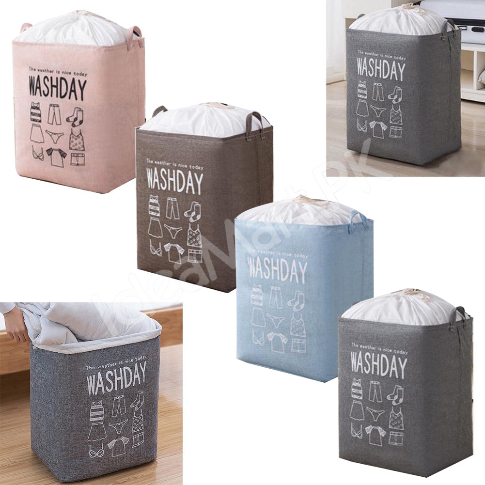 waterproof-collapsible-laundry-bin-with-handles-and-drawstring-top-for-home-and-bedroom-product-image